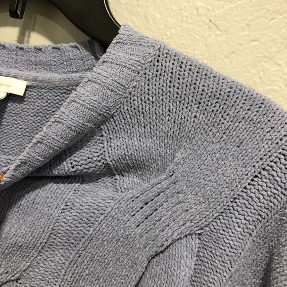 j jill sweater small s blue twist front thick chenille cable knit thick - Picture 5 of 15